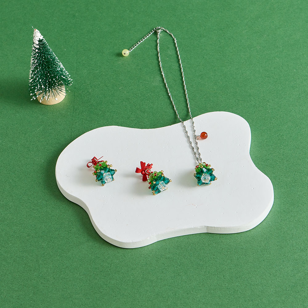 O'Pretty 歐沛媞 重工高級感聖誕系列-無痛耳夾/水波鏈項鍊