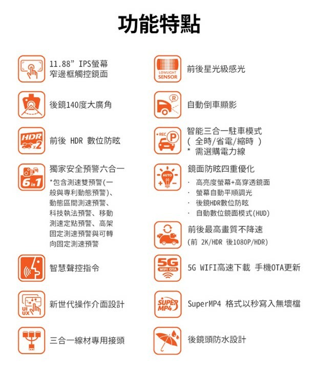 MIO R850D GPS-WIF 11.88吋 2K雙鏡星光級HDR電子後視鏡 智慧聲控 (完工價，歐系車另計)(安托華)