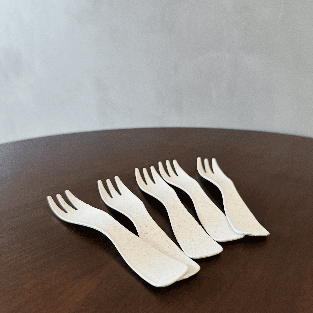 磨石感蛋糕盤叉組