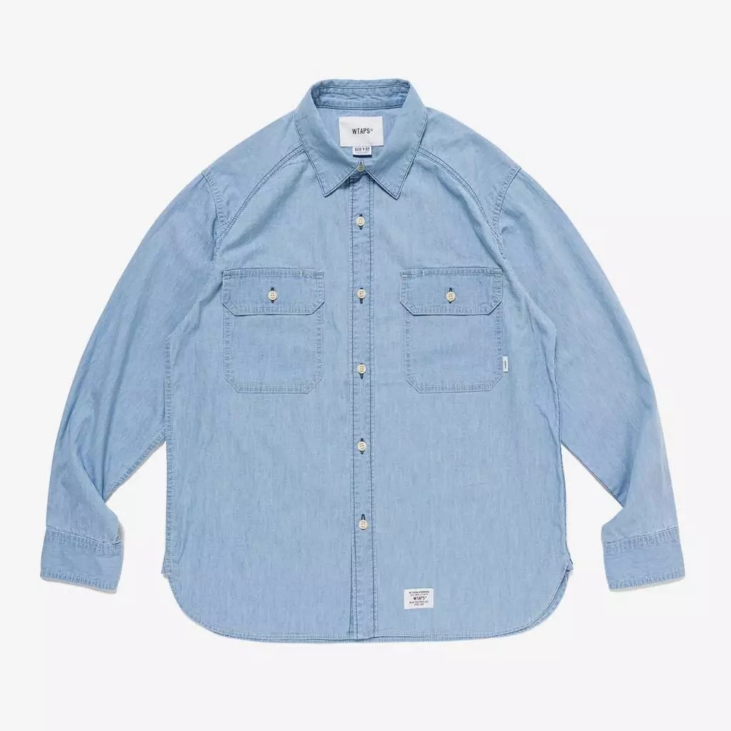 2024AW WTAPS CB LS COTTON CHAMBRAY 丹寧 長袖 牛仔 襯衫 現貨 242WVDT-SHM02