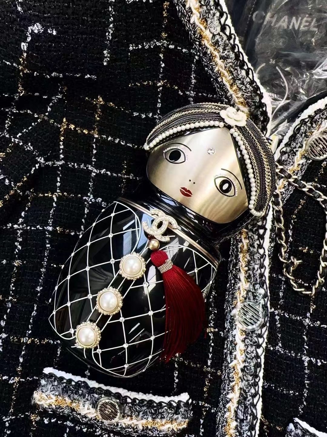 CHANEL PARIS-BOMBAY BLACK LUCITE MATRYOSHKA EVENING BAG , 2012A