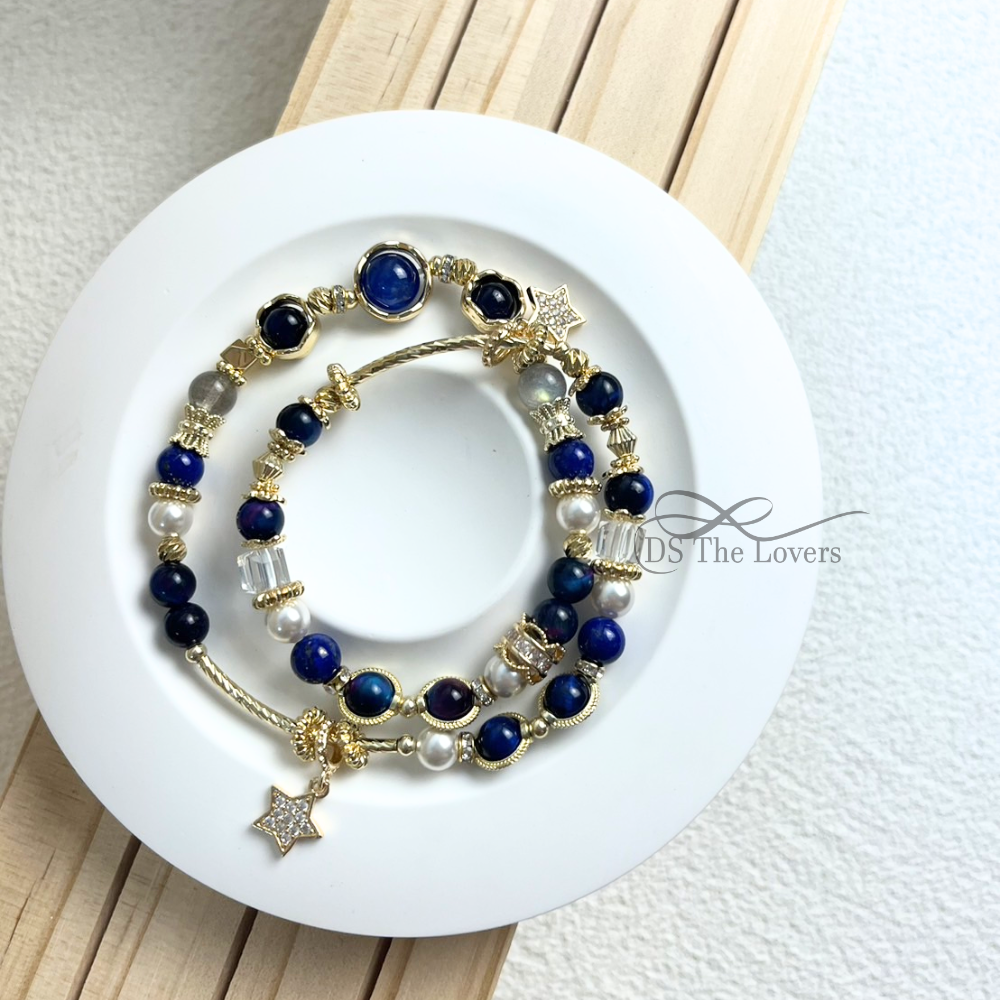 DS The Lovers 設計款  天然水晶『夜裡の星空 』能量水晶雙圈手鍊