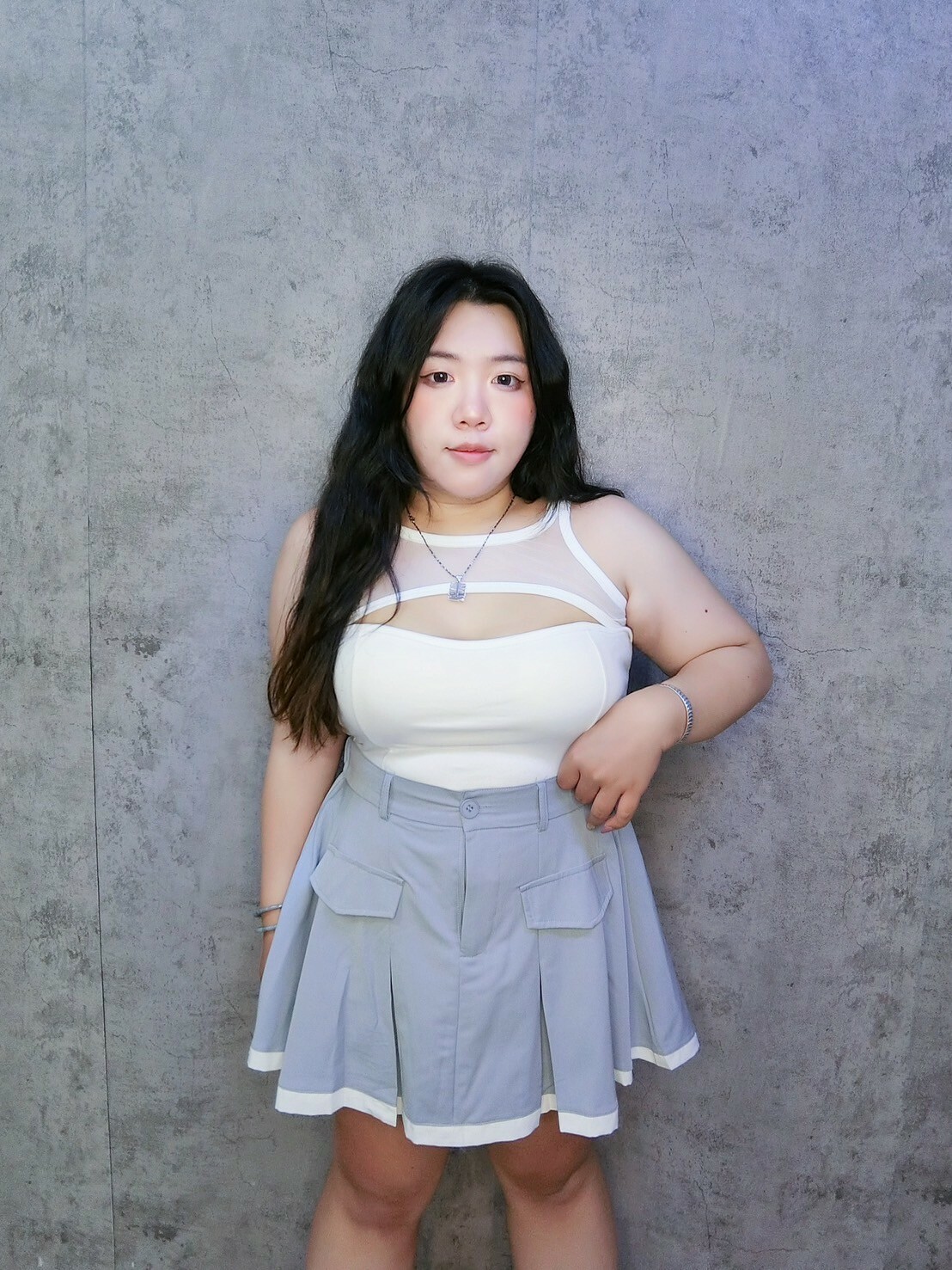 性感鏤空網紗拼接爆乳背心