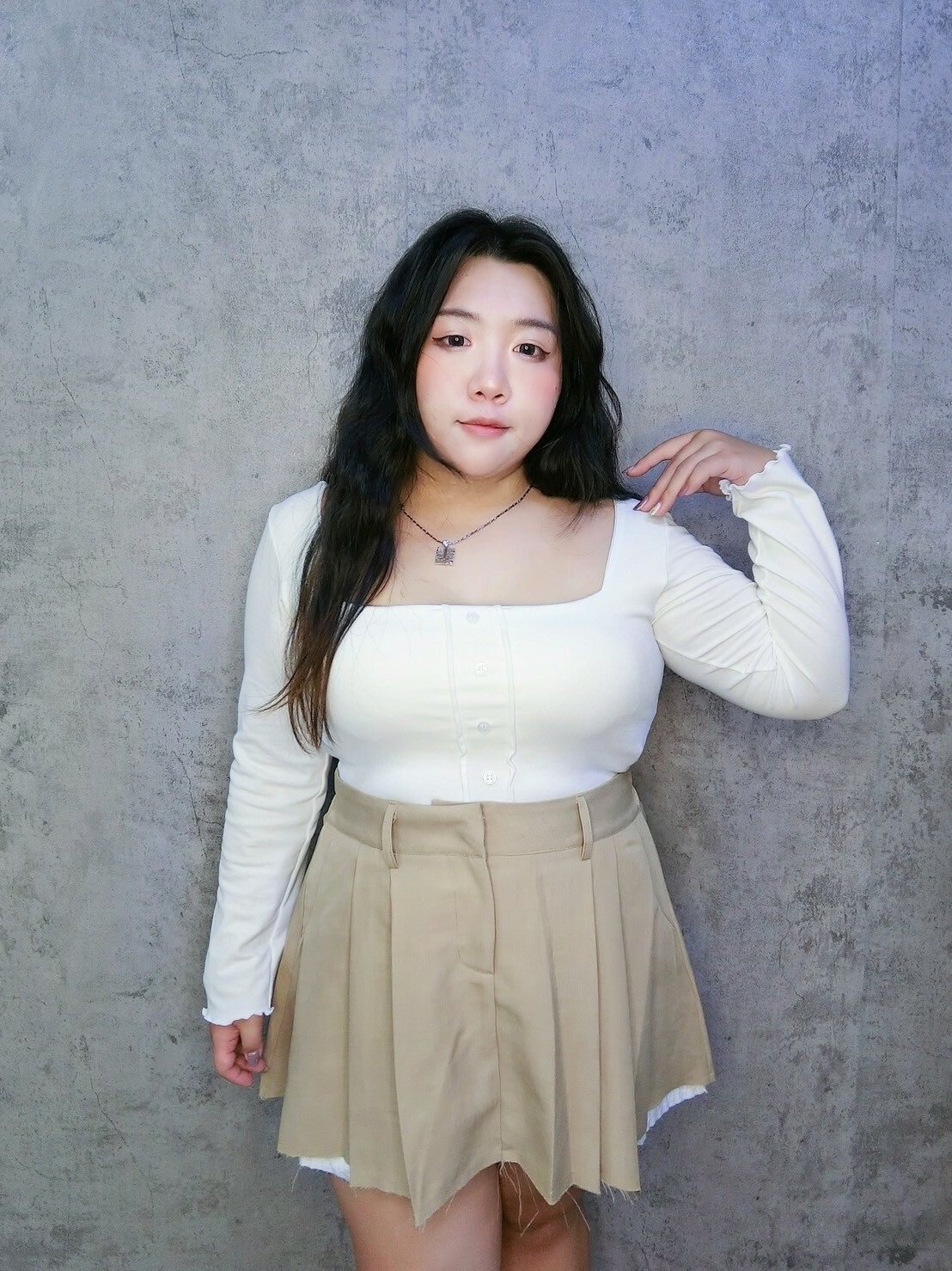 韓妞學院風百褶裙