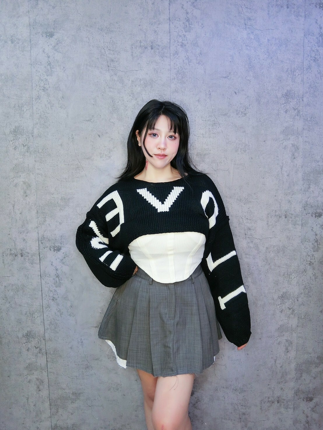 韓妞學院風百褶裙