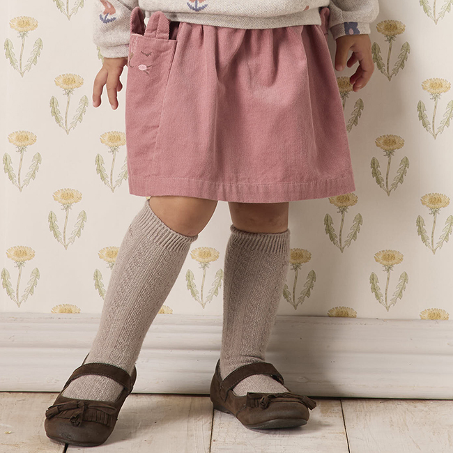 PIPPY 優雅素面小貓袋口短裙 粉