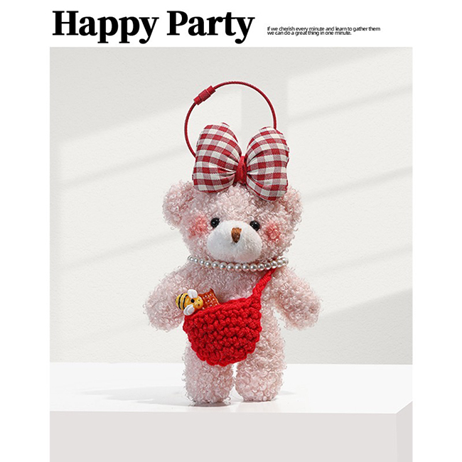 蝴蝶結少女心小熊娃娃吊飾-四色現貨