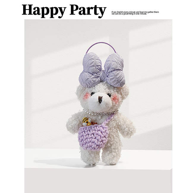 蝴蝶結少女心小熊娃娃吊飾-四色現貨