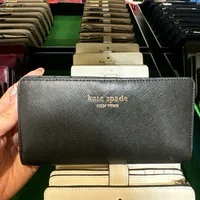 [S] KATE SPADE KI366 MADISON LG SLIM BILLFOLD SAFFIANO LEATHER,BLACK, 196021502446 (SKS1403)