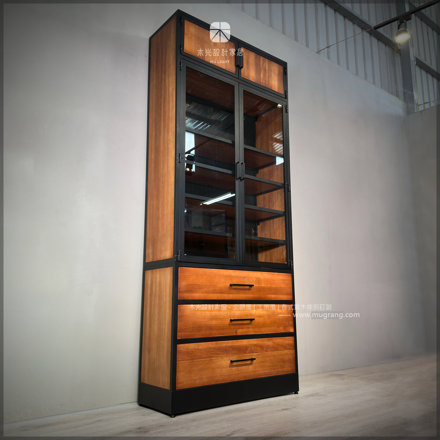 台灣製-實木玻璃抽屜收納櫃|可訂製