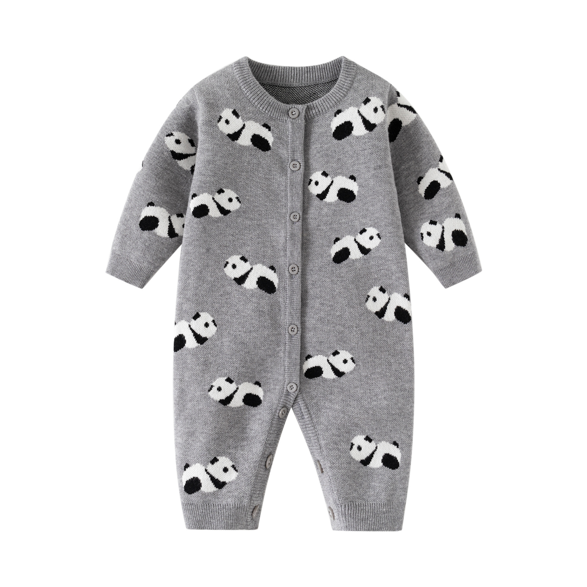 Panda knitting romper