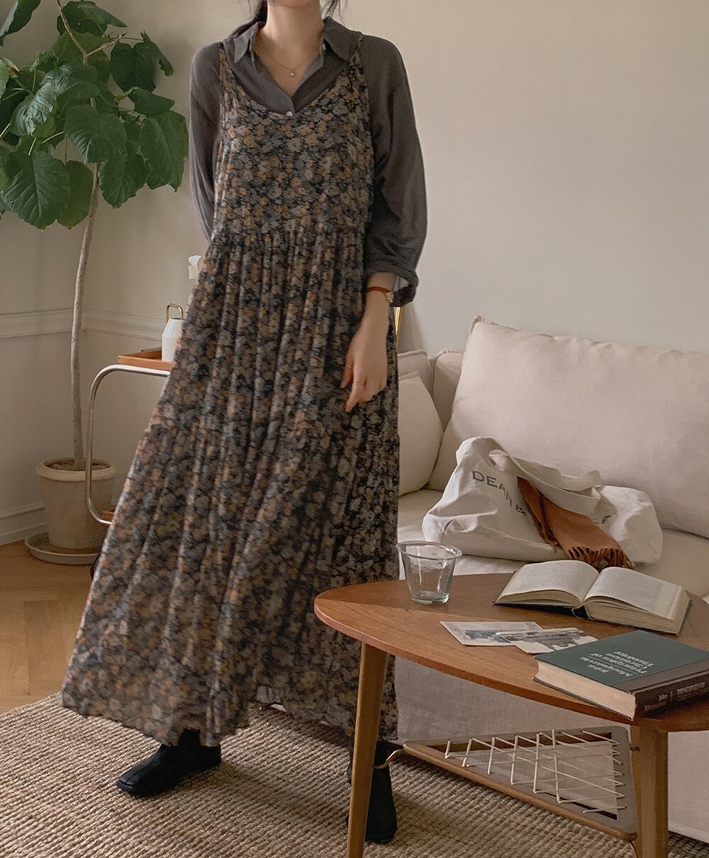 韓國grace muse授權 飄逸層疊雪紡質感碎花洋裝【made muse】系列