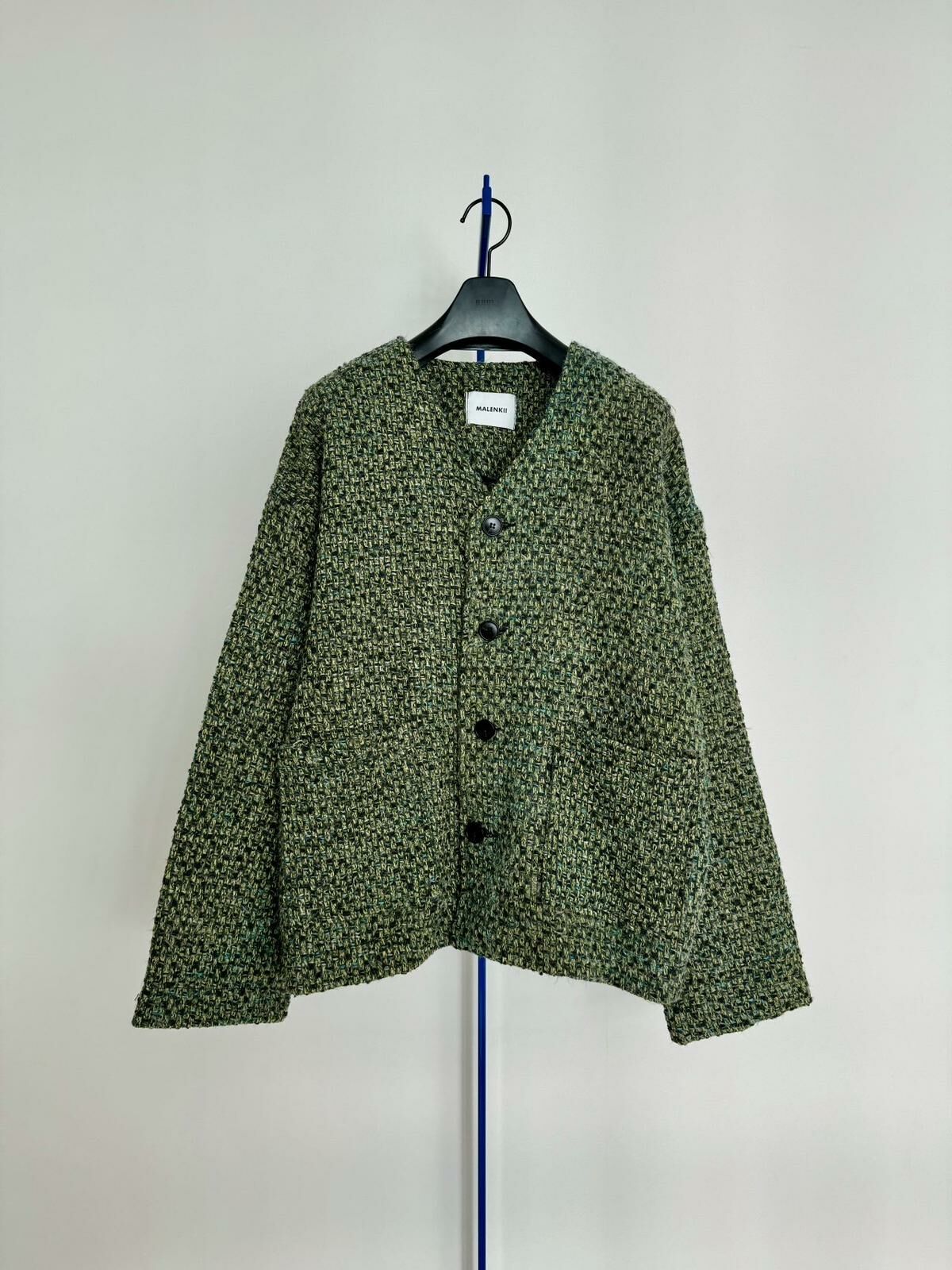 V領混色毛線開胸外套 MALENKII-100JK