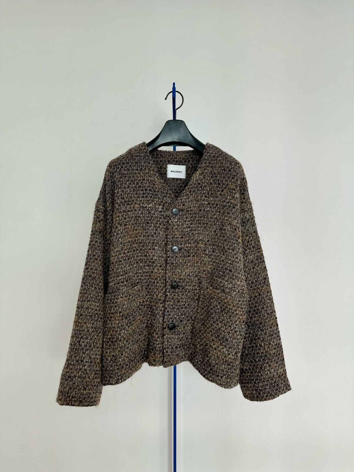 V領混色毛線開胸外套 MALENKII-100JK