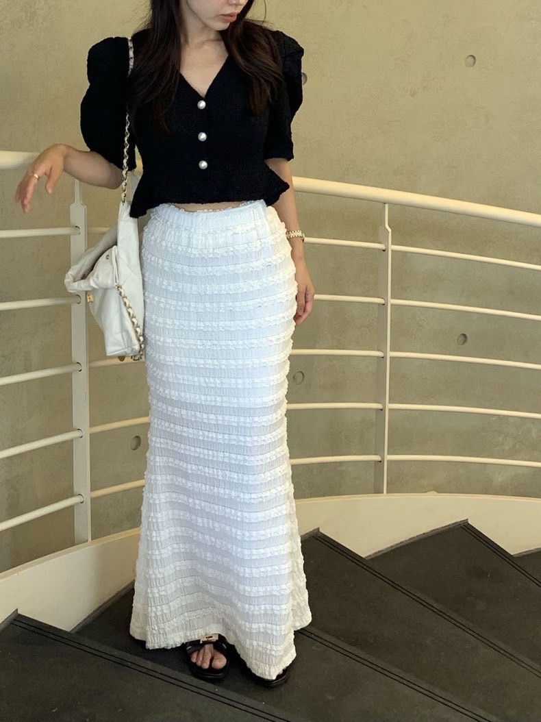 絕美彈力緹花蕾絲魚尾裙