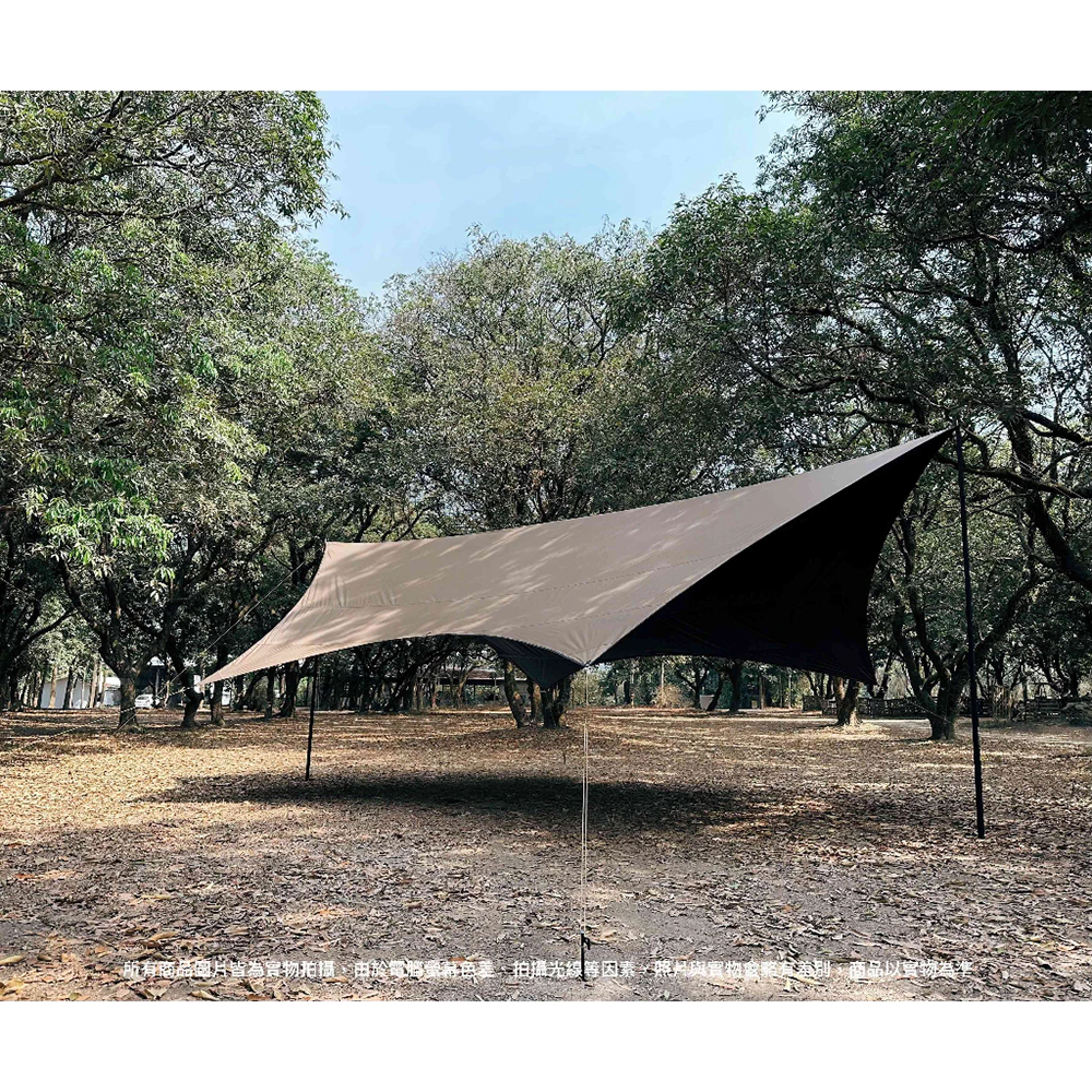 MBCF露營狂 76蝶形天幕－(黑膠-卡其色)