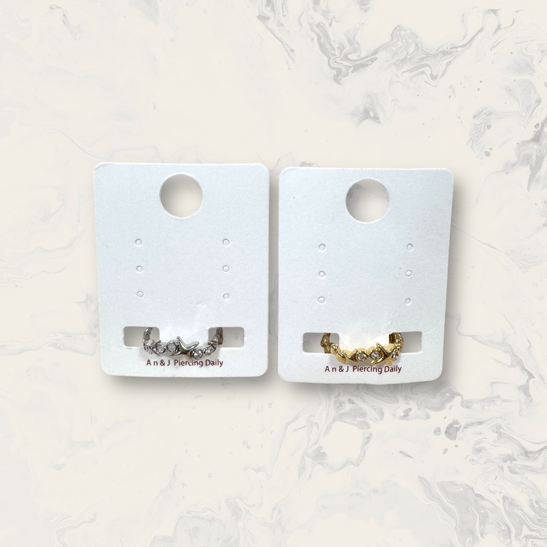 韓國直送戒指 可調式 上下排列圓珠排列中排列圓包鋯+星芒