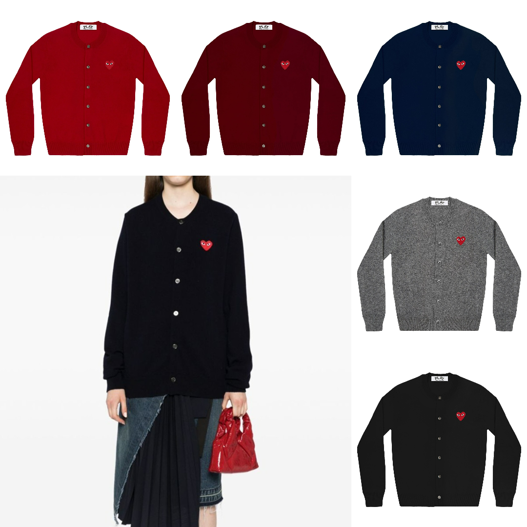 預購┃日本製 男女共版 川久保玲 CDG PLAY 羊毛 刺繡 紅愛心 愛心 圓領 針織 外套