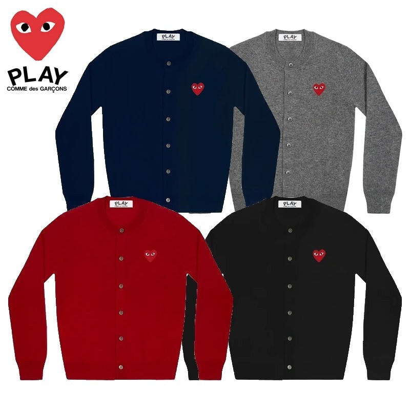預購┃日本製 男女共版 川久保玲 CDG PLAY 羊毛 刺繡 紅愛心 愛心 圓領 針織 外套