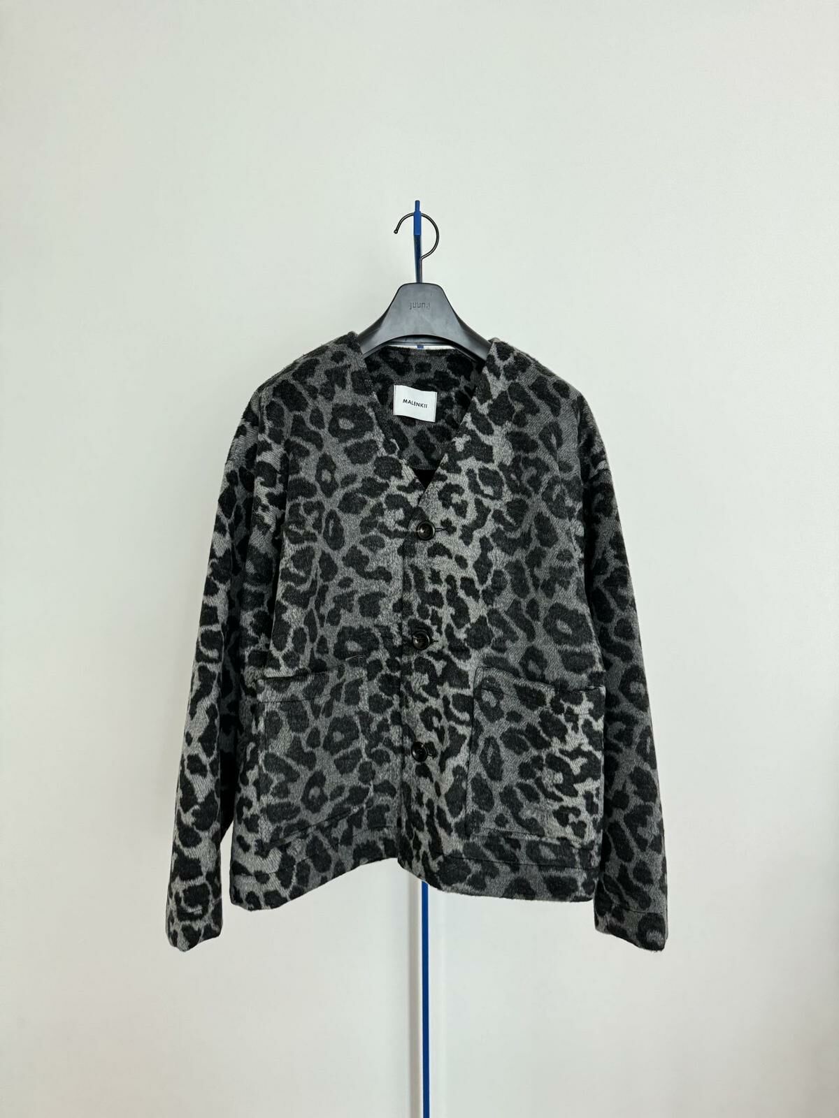 V領豹紋開胸外套 MALENKII-104JK