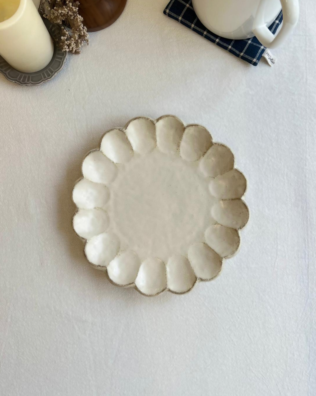 美濃燒 Rinka 24cm碟 白練｜小兵製陶所