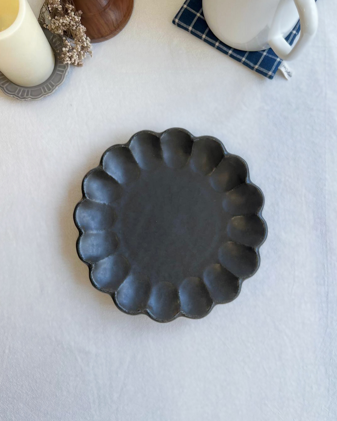 美濃燒 Rinka 24cm碟 黑練｜小兵製陶所