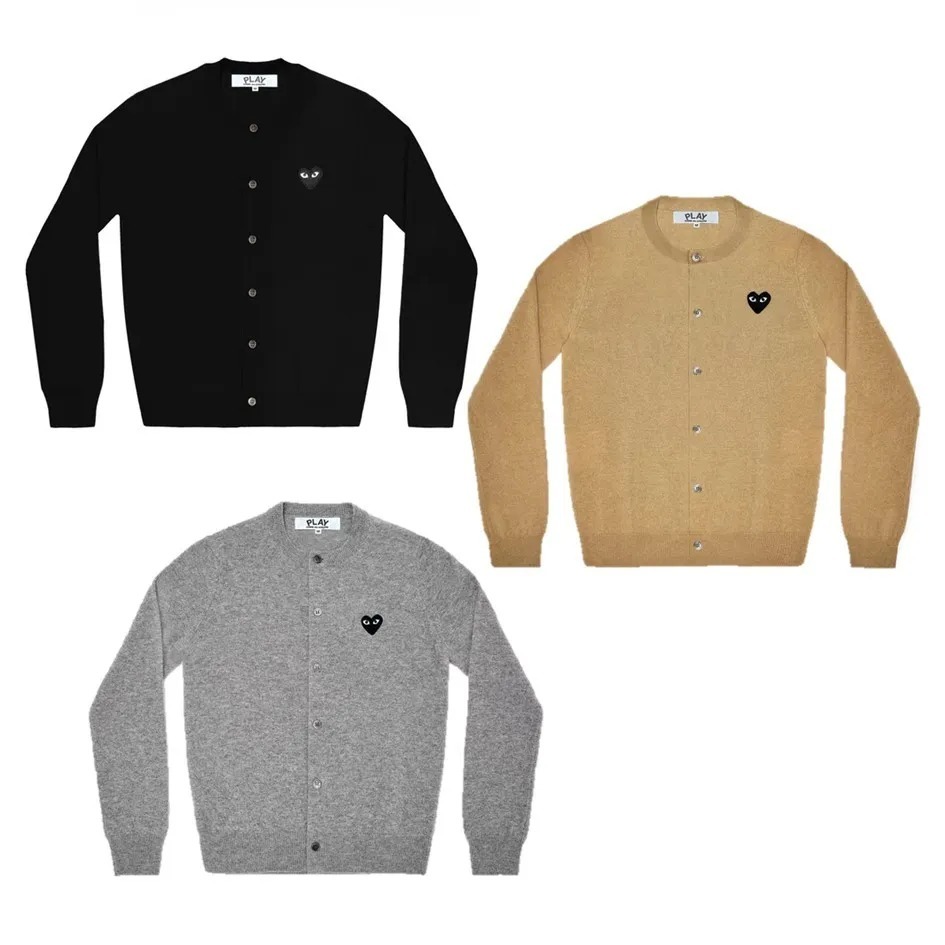 預購┃日本製 男女共版 川久保玲 CDG PLAY 羊毛 刺繡 黑愛心 愛心 圓領 針織 外套