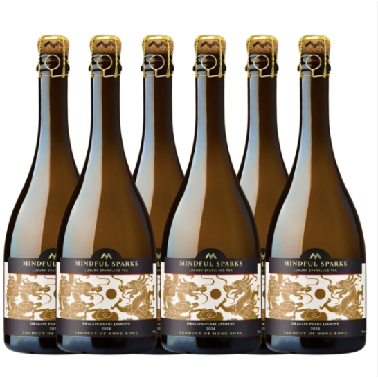 Mindful Sparks Sparkling Dragon Pearl Jasmine Tea - 6 Bottle Pack