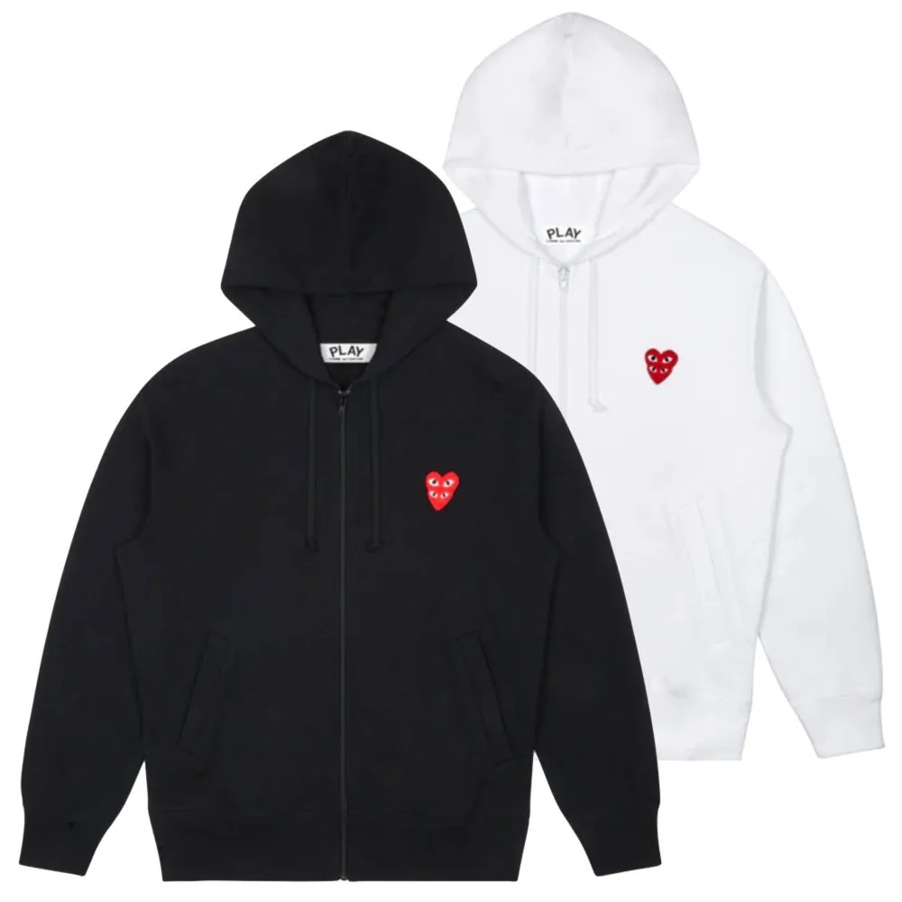 預購┃日本製 男女共版 川久保玲 CDG PLAY 刺繡 重疊愛心 紅愛心 連帽 外套