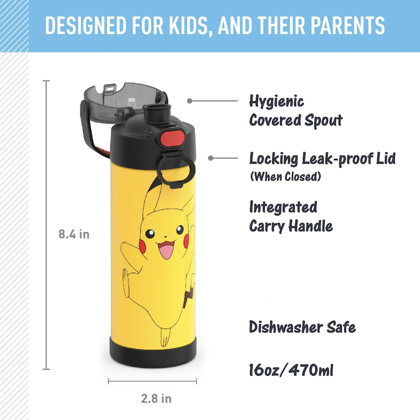 美國 Thermos 不鏽鋼真空兒童保溫直飲水壺 - Pokemon