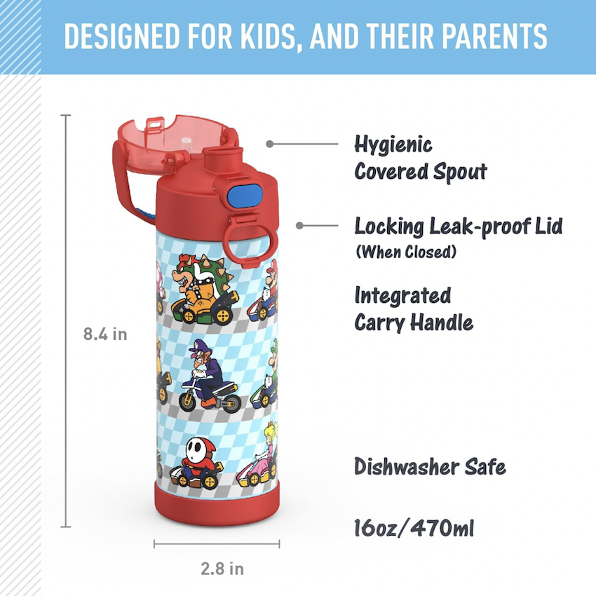 美國 Thermos 不鏽鋼真空兒童保溫直飲水壺 - Super Mario