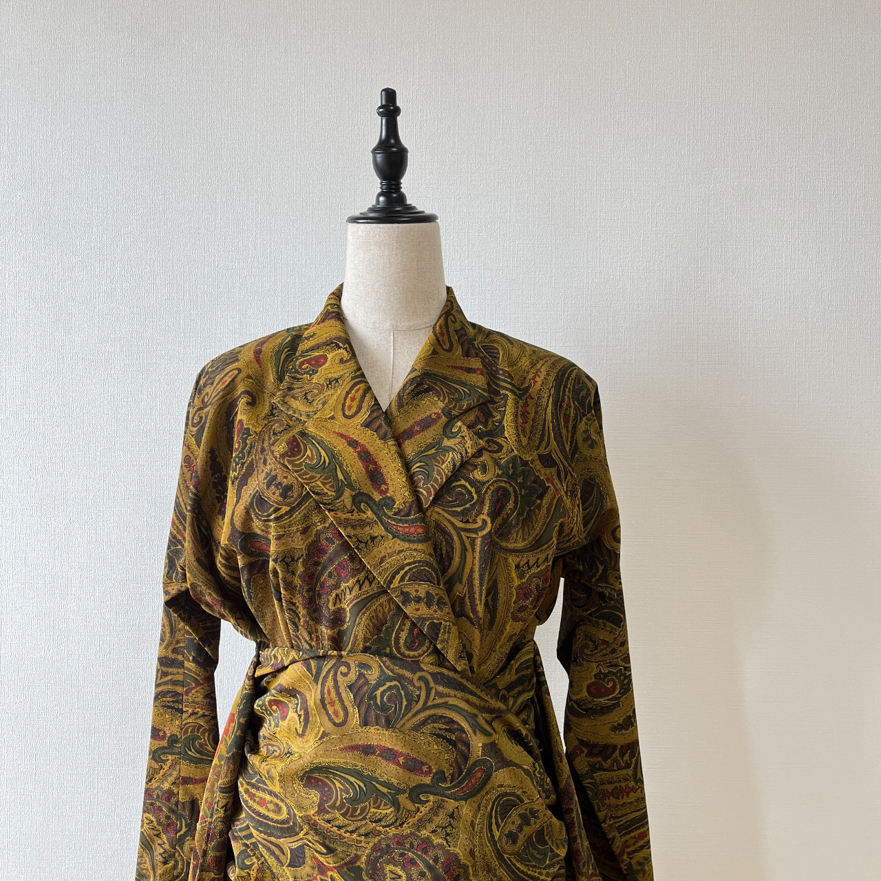 黃金腰果花小裙襬古着連身裙