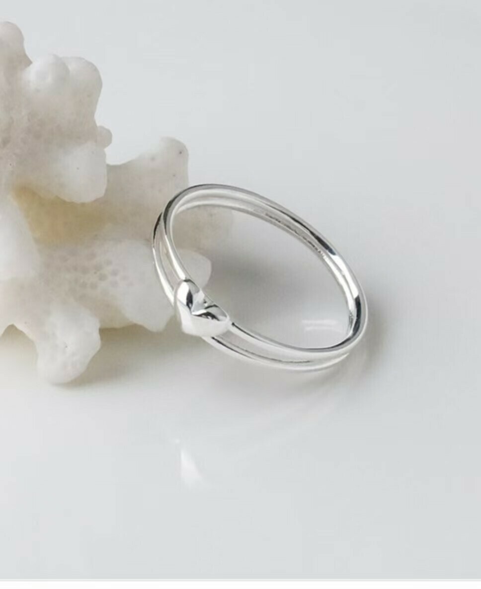 R52素面愛心雙層純銀戒指