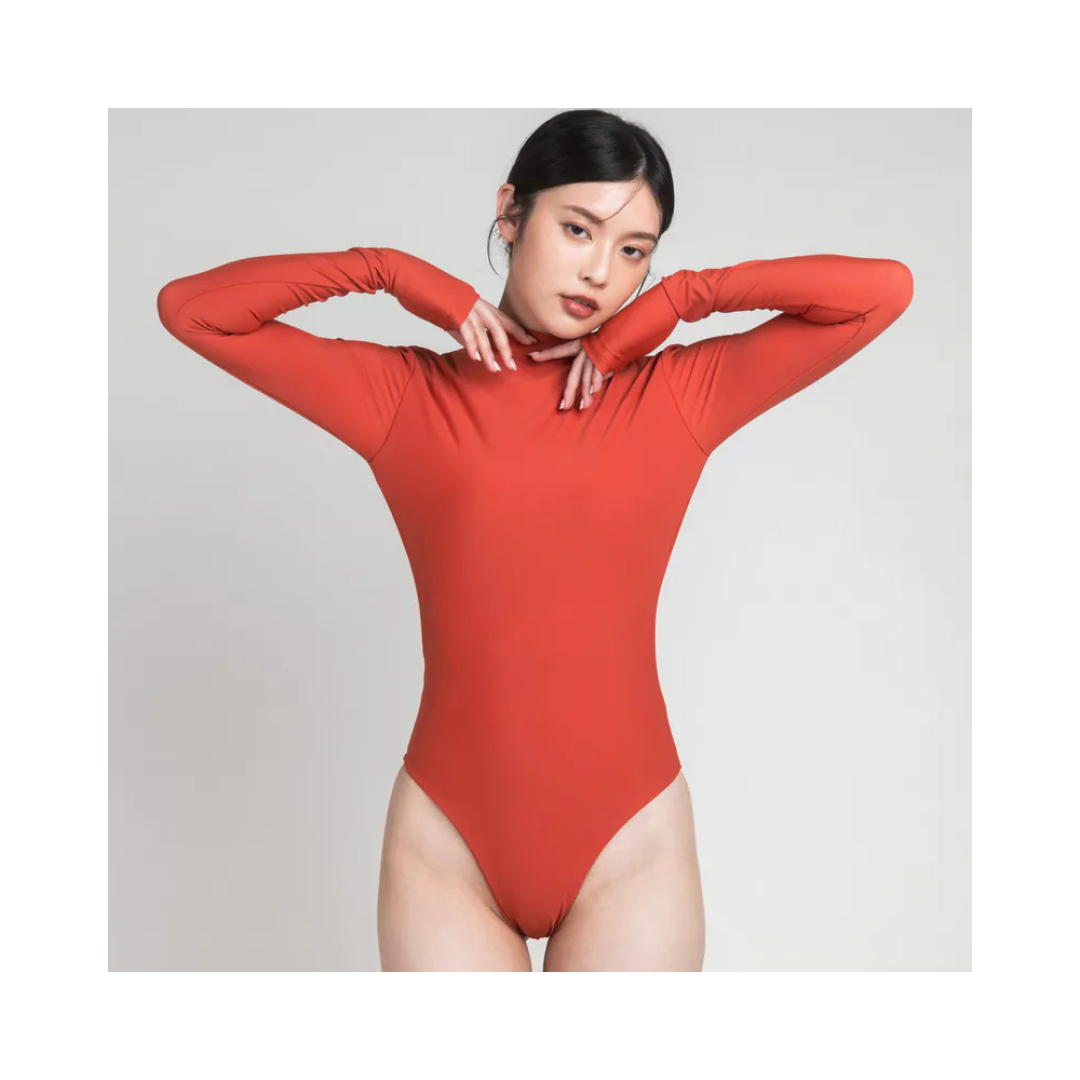 ▲TIMU  Leopard 連身露背防曬衣 / Turkish Orange 土耳其橘