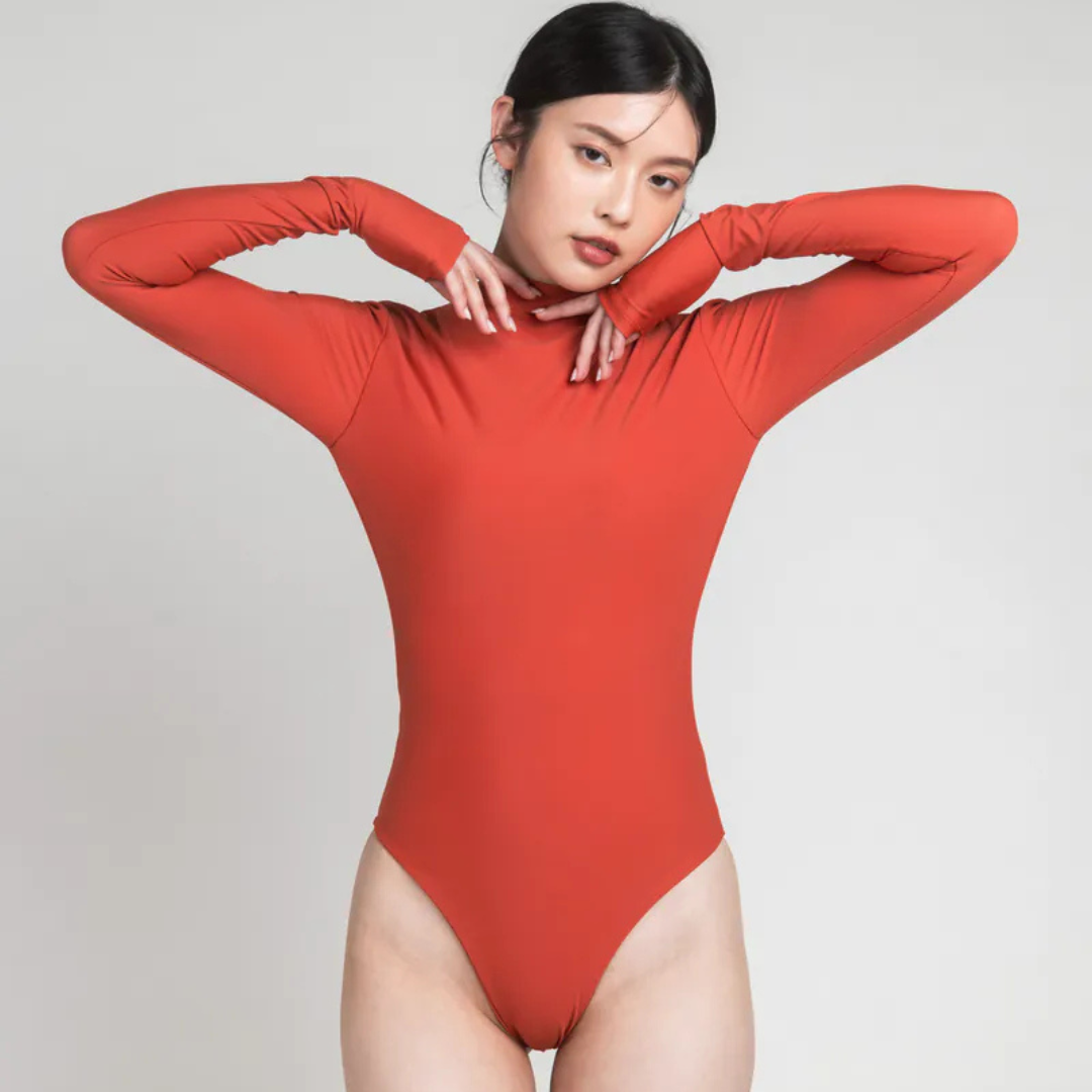 ▲TIMU  Leopard 連身露背防曬衣 / Turkish Orange 土耳其橘