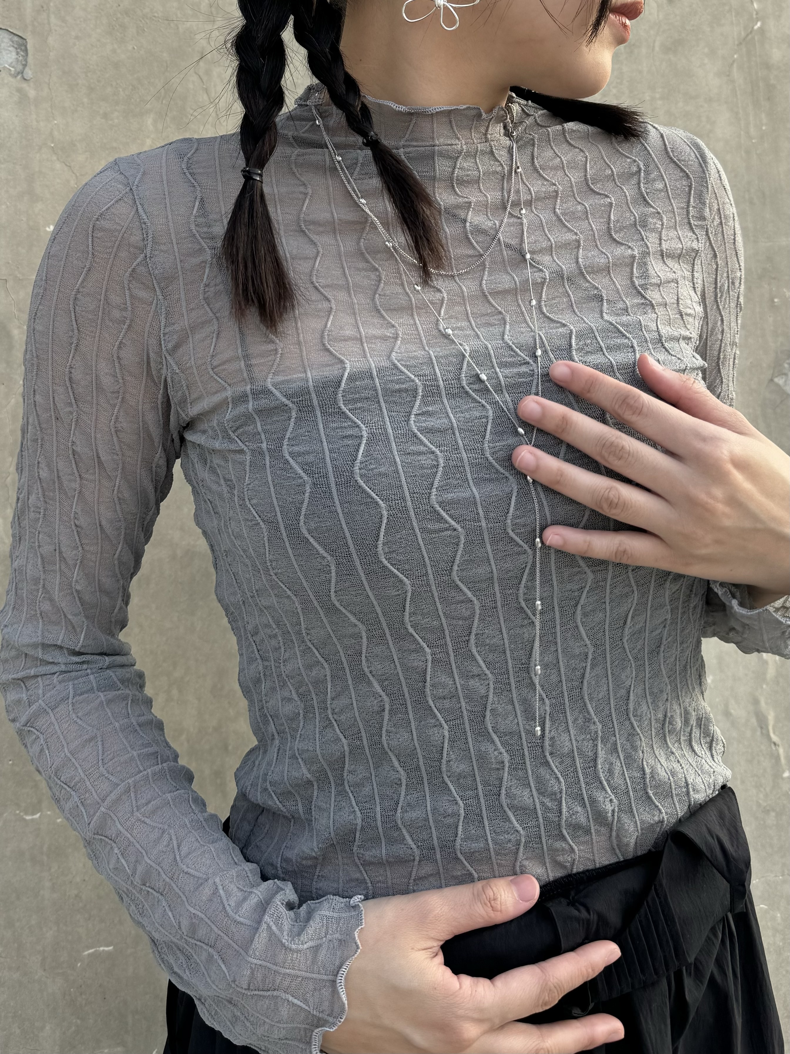 優惠價！！直波浪紋花邊打底TOP