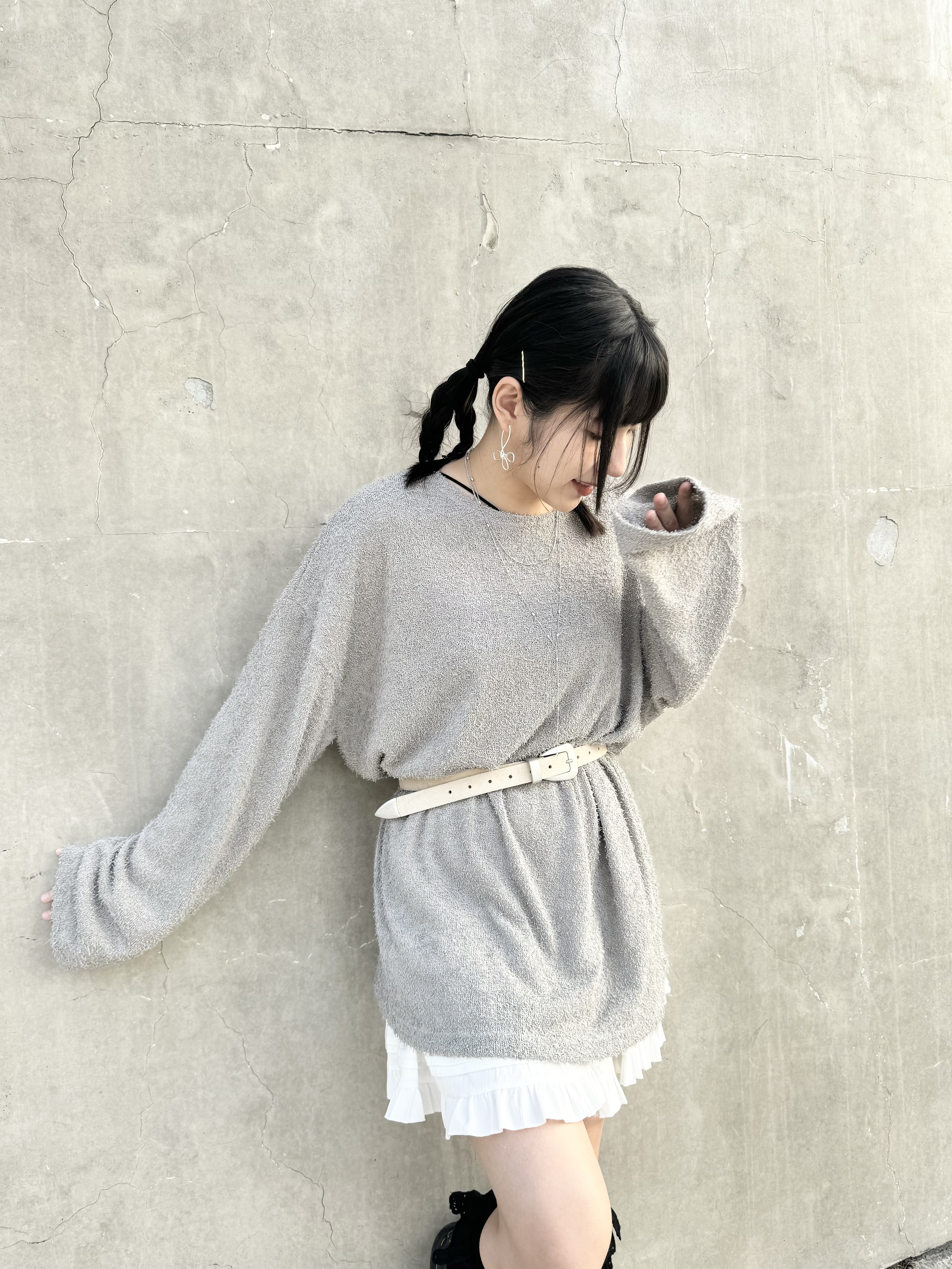 毛毛OVERSIZE TOP(GREY)