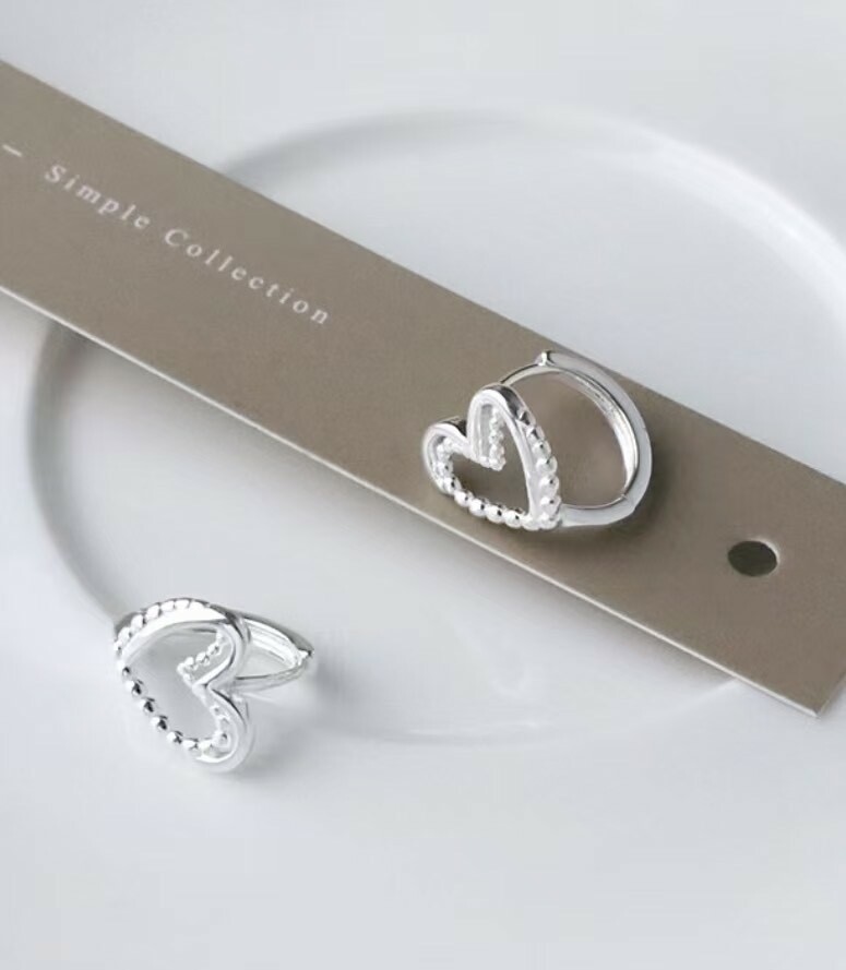 M10雙層圓珠愛心純銀易扣