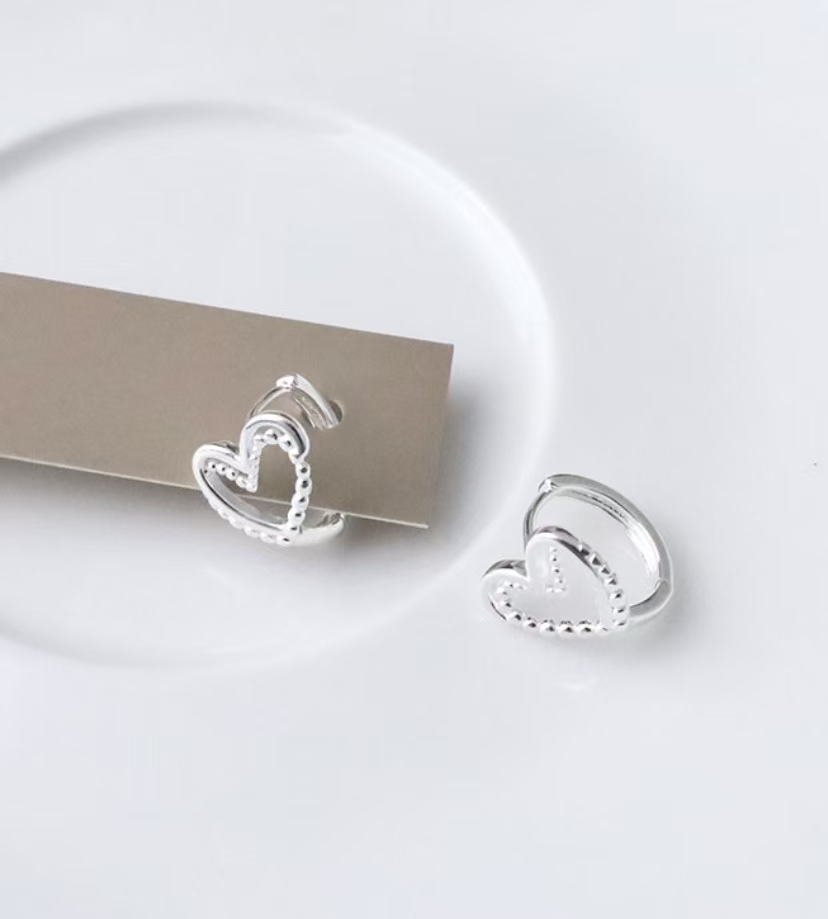 M10雙層圓珠愛心純銀易扣