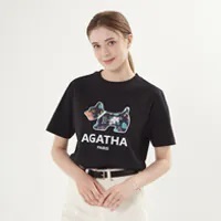 [S] AGATHA HUAYUN PUPPY SHORT SLEEVE T-SHIRT,BLACK, AGT146-109 (SAG22)