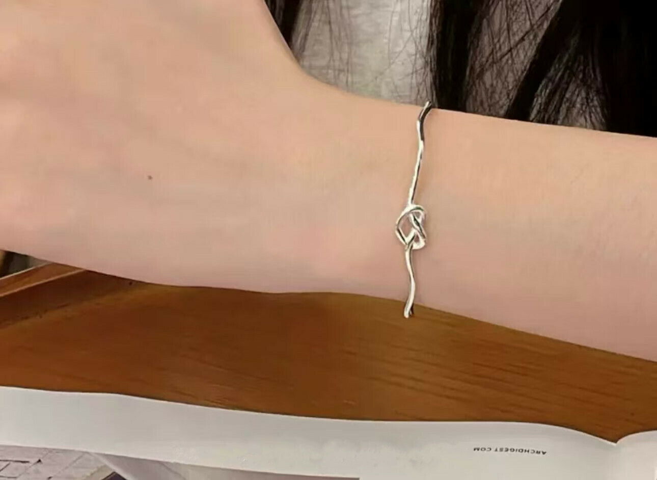 R68愛心結純銀手環