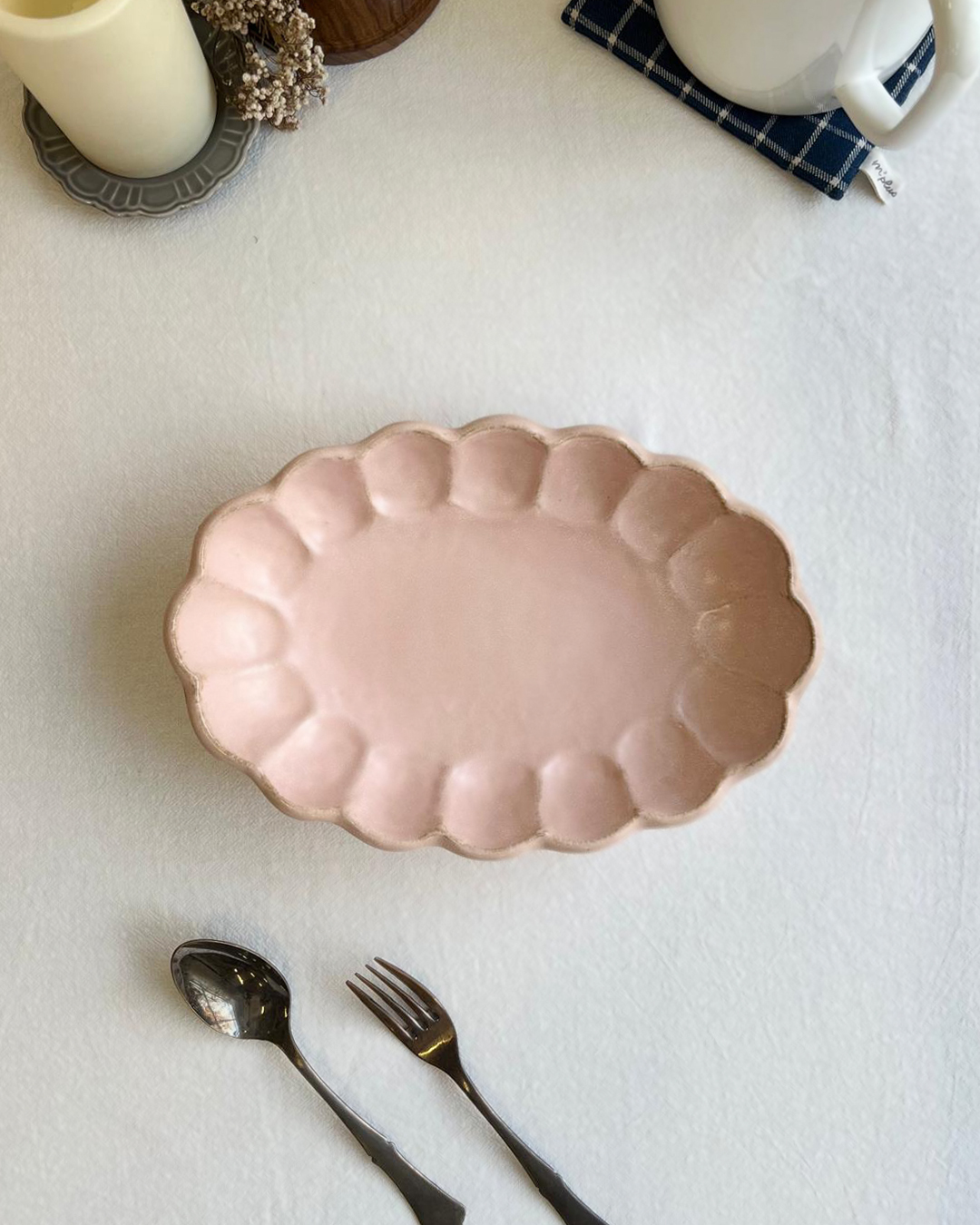 美濃燒 Rinka 27cm橢圓深碟 桃練｜小兵製陶所