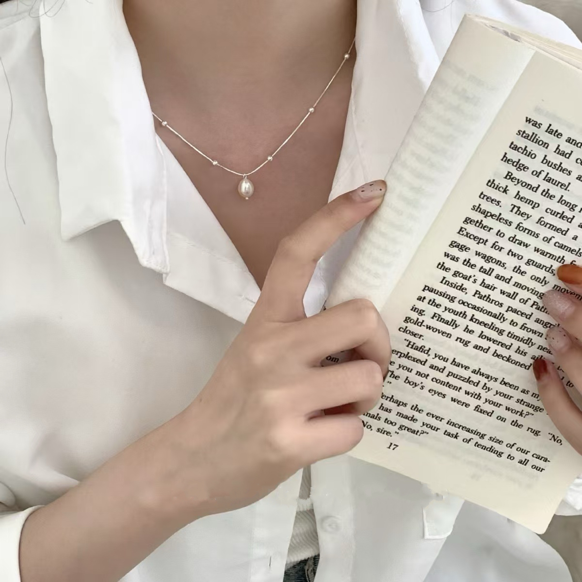 P13珍珠圓珠純銀蛇骨鏈