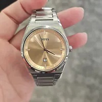 [S] LUXURY WATCH HUGO BOSS 1502670 STEER 36MM GOLD DIAL LADIES WATCH,SILVER, 885997469593 (SZZ496)