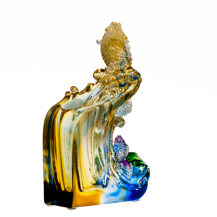 鹿港窯禮品館 獨佔鰲頭 彩色水晶琉璃筆筒擺件 - 寓意高中金榜題名 禮贈學子最佳選擇