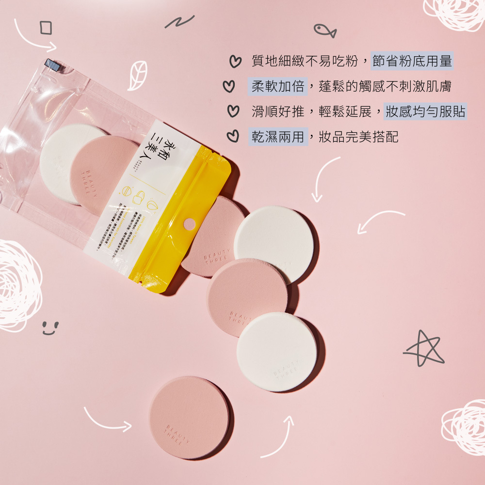 永和三美人｜巧好Q粉撲 - 圓形 (2入)