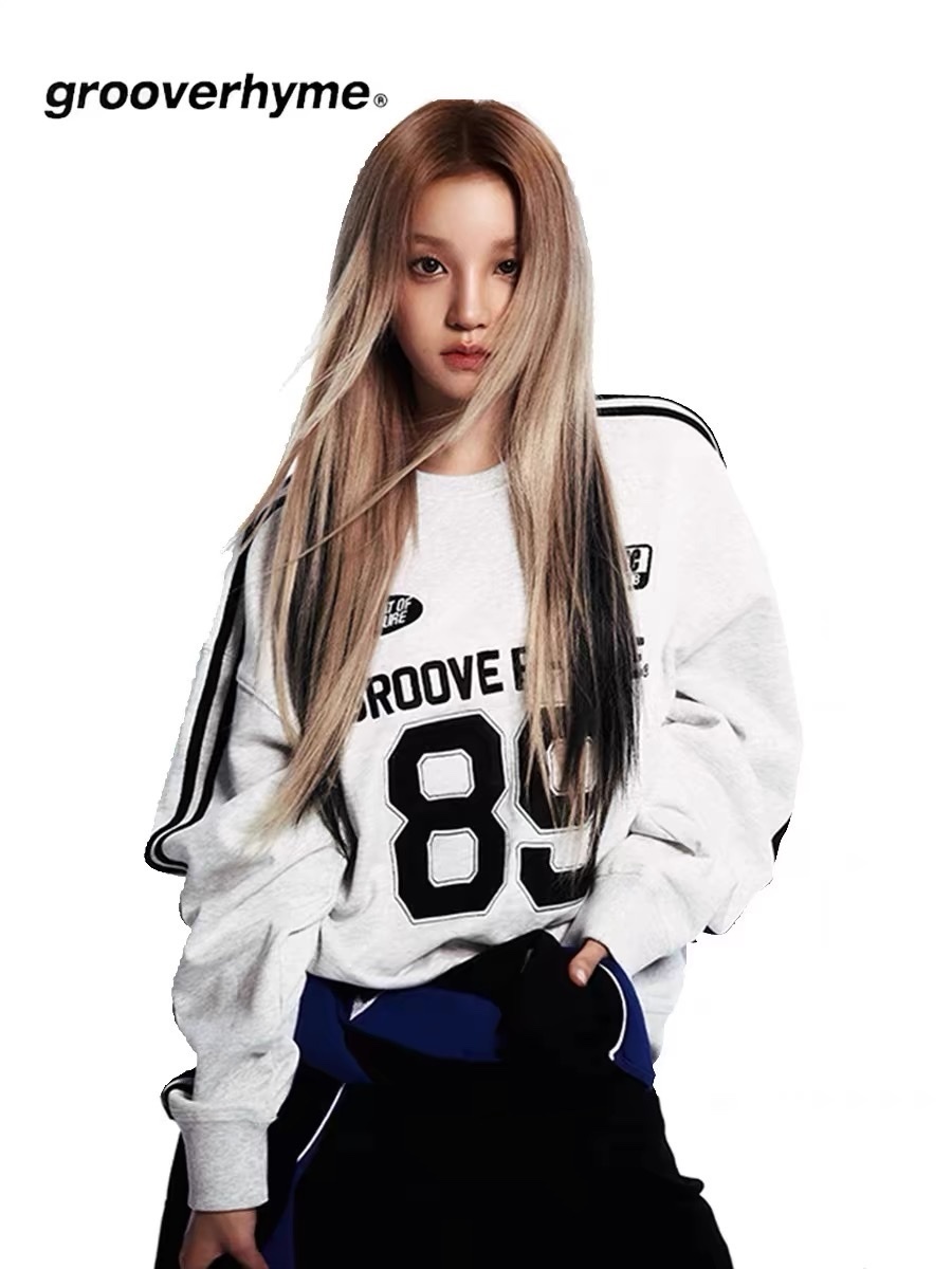 【NICE 歐美日韓代購】長袖 大學T 韓國小眾品牌🇰🇷 grooverhyme 大學T明星宋雨琦同款🔥美式復古樣式 街頭感🈵️🈵️