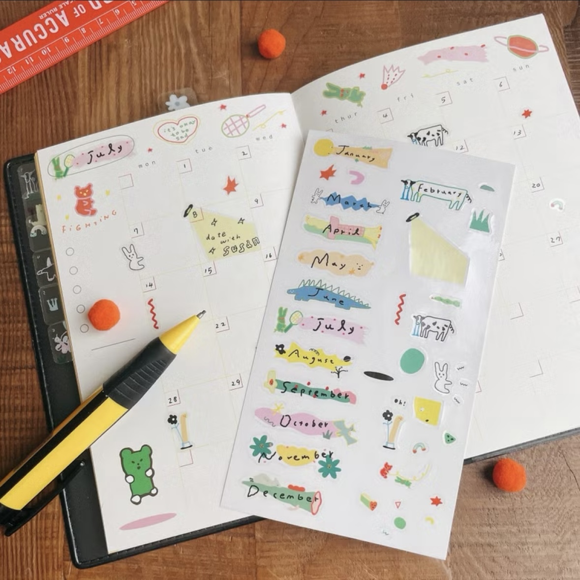 馬卡龍腳趾 月份透明貼紙｜馬卡龍腳趾