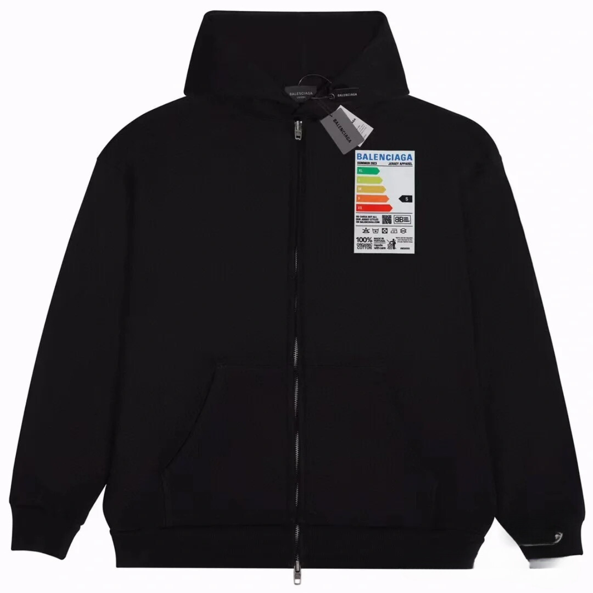 【NICE 歐美日韓代購】長袖 拉鍊外套 上海經銷商 Balenciaga/巴黎世家 23FW 能量標籤 冰箱貼拉鍊外套 有帽子❗️