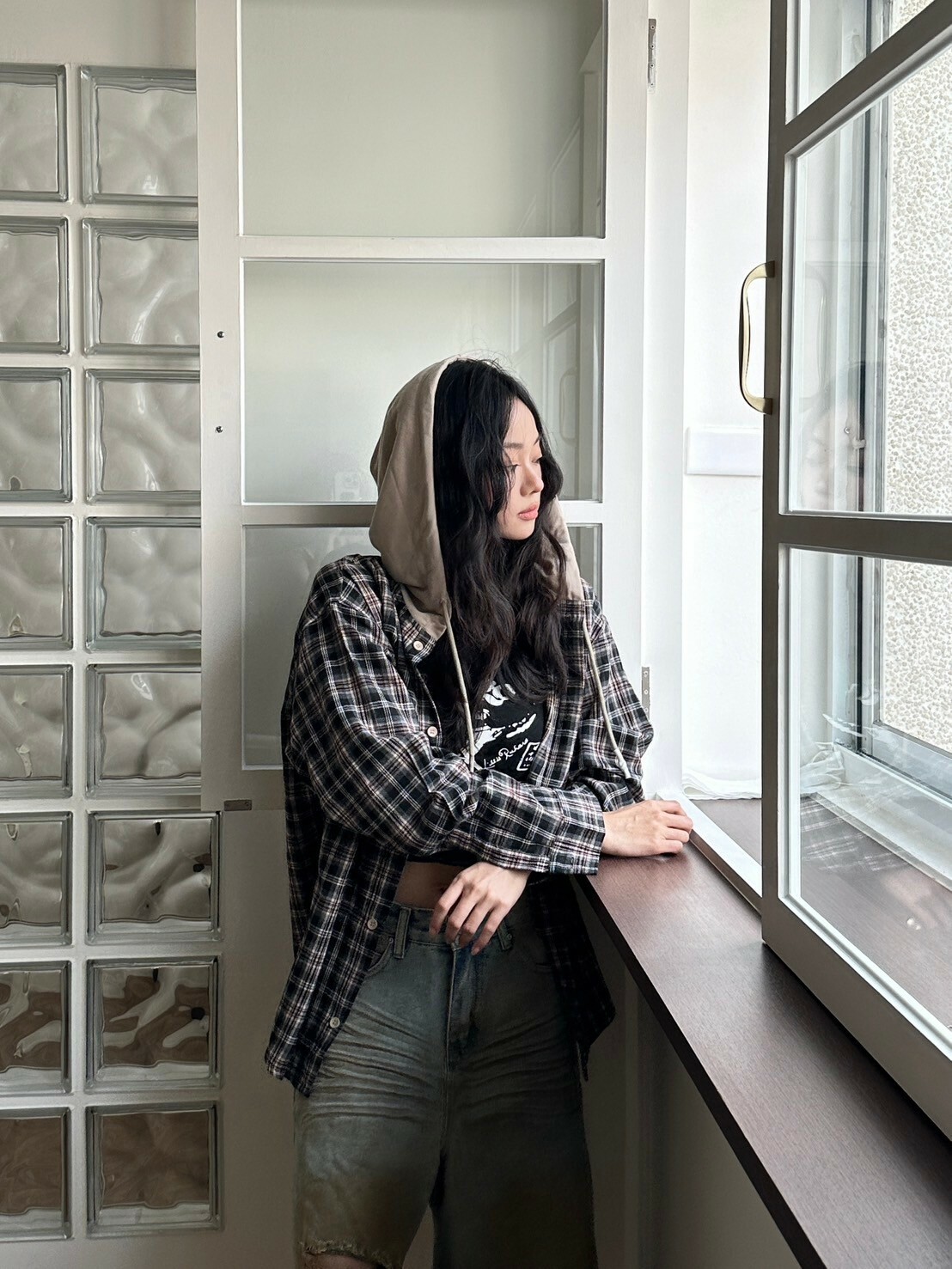 推★ 慵懶vibe統治區 連帽格紋襯衫 2colors（現貨）